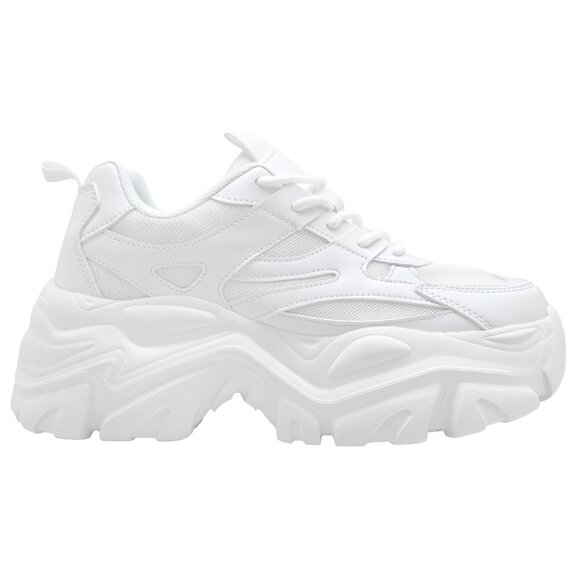 NEW BERNESS - BLAIR 06 White Beam White Platform Sneakers - Picture 1 of 4